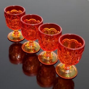 4pc Moon and Star Amberina 🔥 Cordial Shot Shooter Glasses by Smith Glass